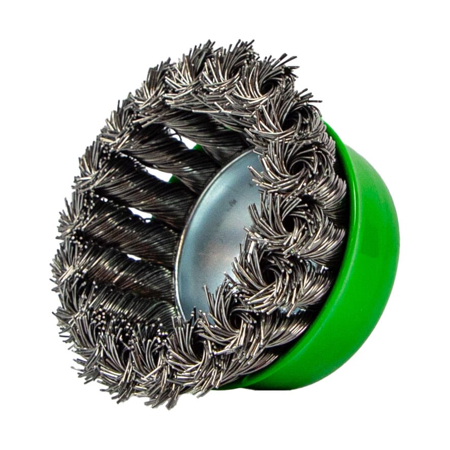 Cup Brush, Knotted, 2-3/4 in x .020 in x 5/8 in-11 Arbor